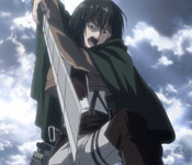 mikasa attacking with her blade